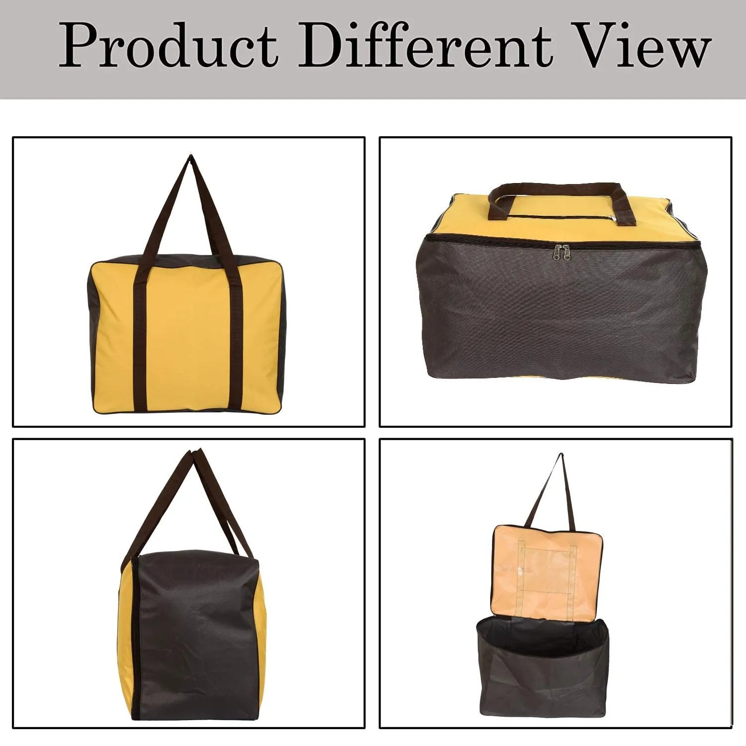 Heart Home Large Moisture Proof Wardrobe Organizer Storage Bag For Clothes With Zipper Closure and Handle- Pack of 2 (Yellow & Brown)-HS43HEARTH26691
