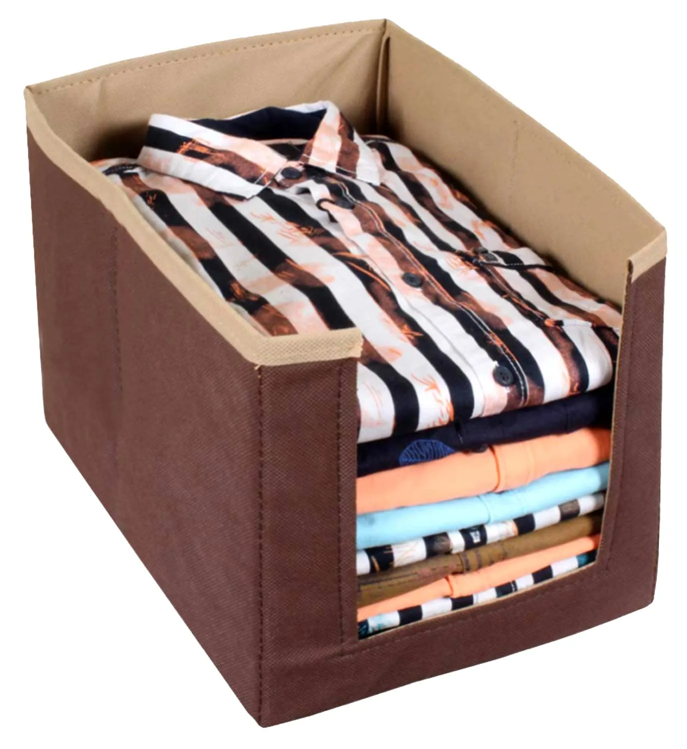 Heart Home Multiuses Non-Woven Closet Organizer With Handles- Pack of 6 (Brown) -HS43HEARTH26555
