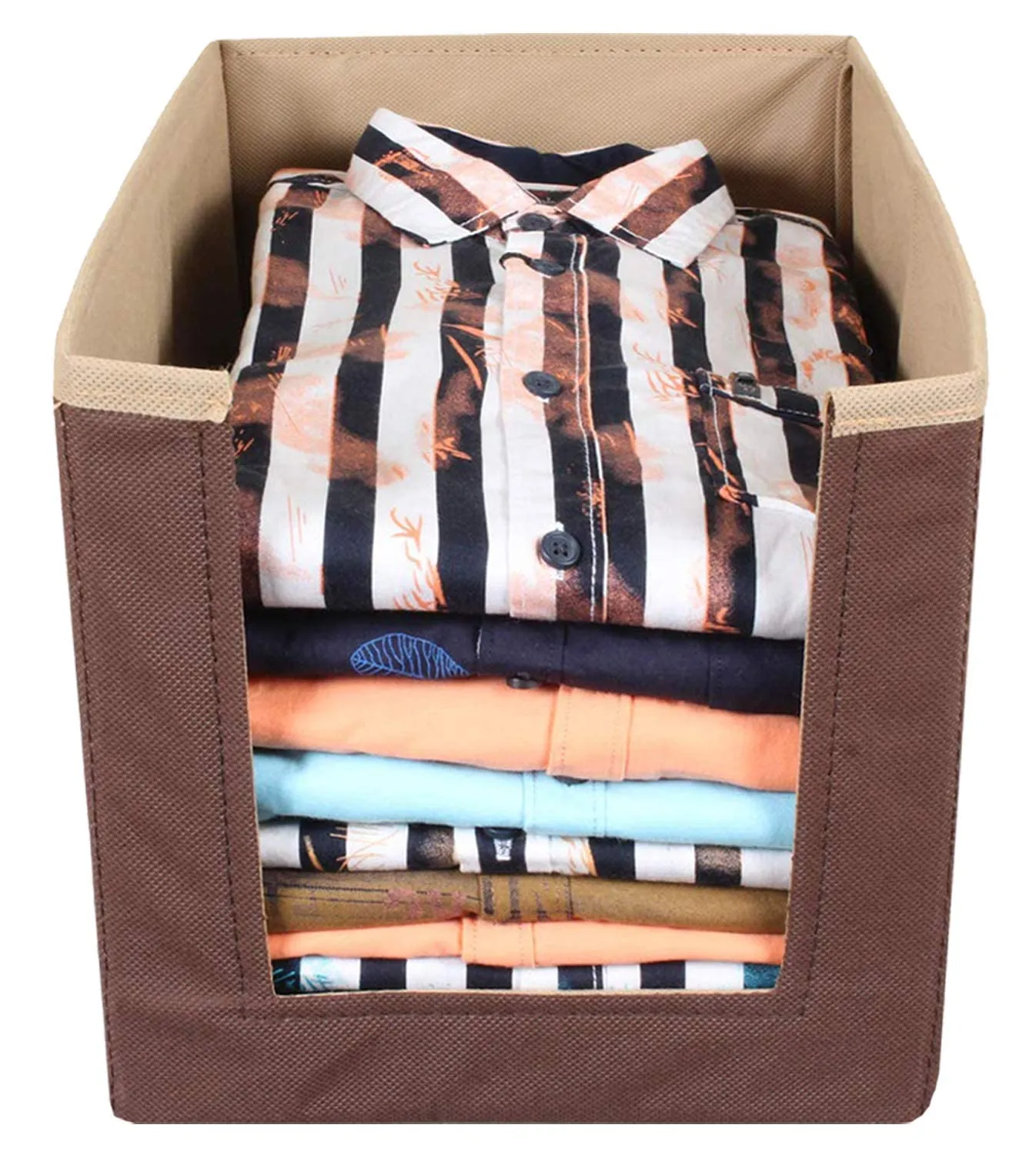 Heart Home Multiuses Non-Woven Closet Organizer With Handles- Pack of 6 (Brown) -HS43HEARTH26555