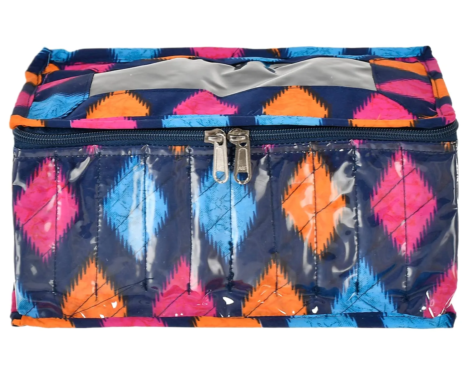Heart Home Navajo Printed Laminated PVC Jewellery Organiser, Storage Bag for Necklace, Earrings, Rings, Bracelet With 10 Transparent Pouches- Pack of 2 (Blue)-50HH01195