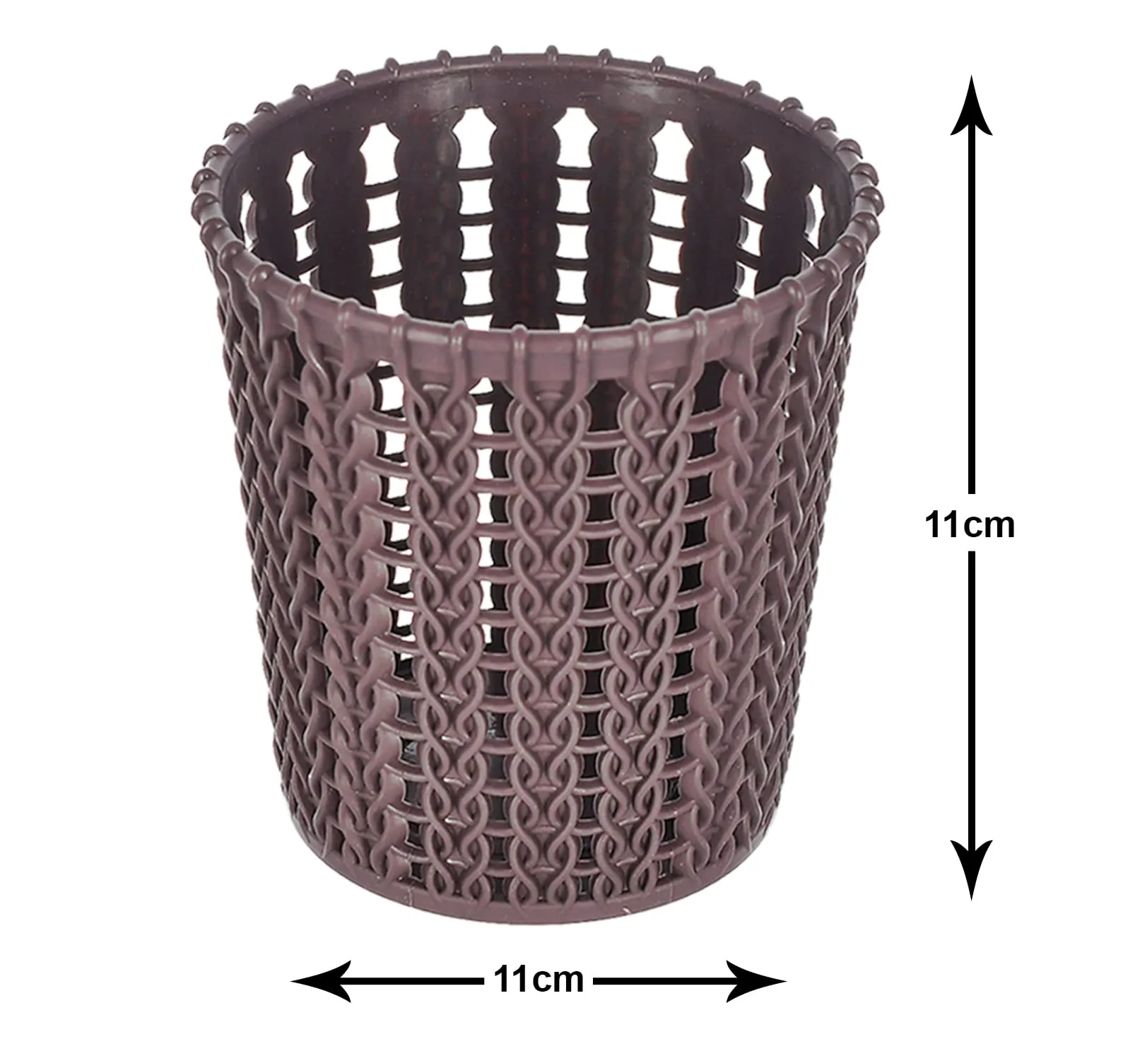 Heart Home Round Shape M 10 Multipurpose Plastic Holder/Organizer for Kitchen, Bathroom, Office, Living Room - Pack of 4 (Brown)-46HH0422