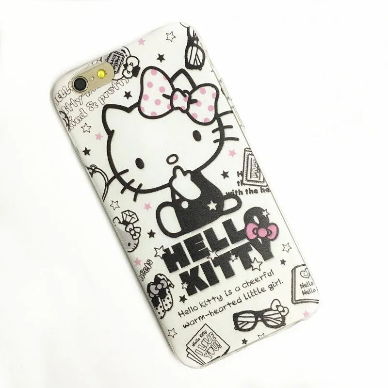 Hello Kitty Bow Cat Case For iPhone 6 6s Plus Printed Soft Back Cover Caso Cell Phone Cases Coque For iPhone 6s Plus 5 5S SE