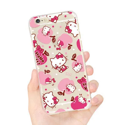Hello Kitty Bow Cat Case For iPhone 6 6s Plus Printed Soft Back Cover Caso Cell Phone Cases Coque For iPhone 6s Plus 5 5S SE