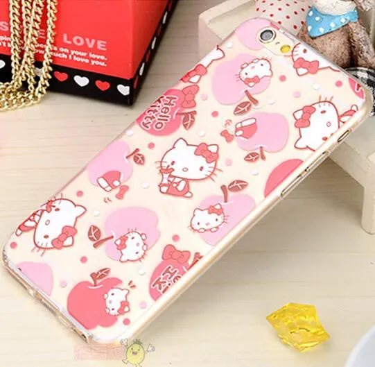 Hello Kitty Bow Cat Case For iPhone 6 6s Plus Printed Soft Back Cover Caso Cell Phone Cases Coque For iPhone 6s Plus 5 5S SE