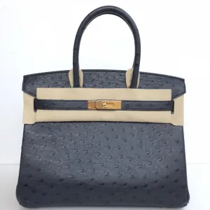 Hermès Birkin 30 Bleu Indigo Ostrich Gold Hardware GHW