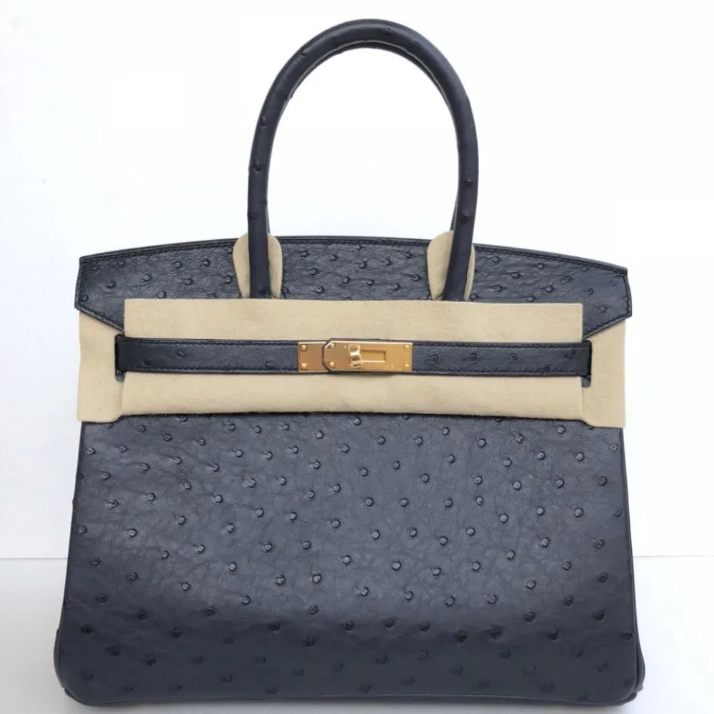 Hermès Birkin 30 Bleu Indigo Ostrich Gold Hardware GHW