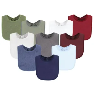 Hudson Baby Drooler Bib with Waterproof Lining, Blue Burgundy