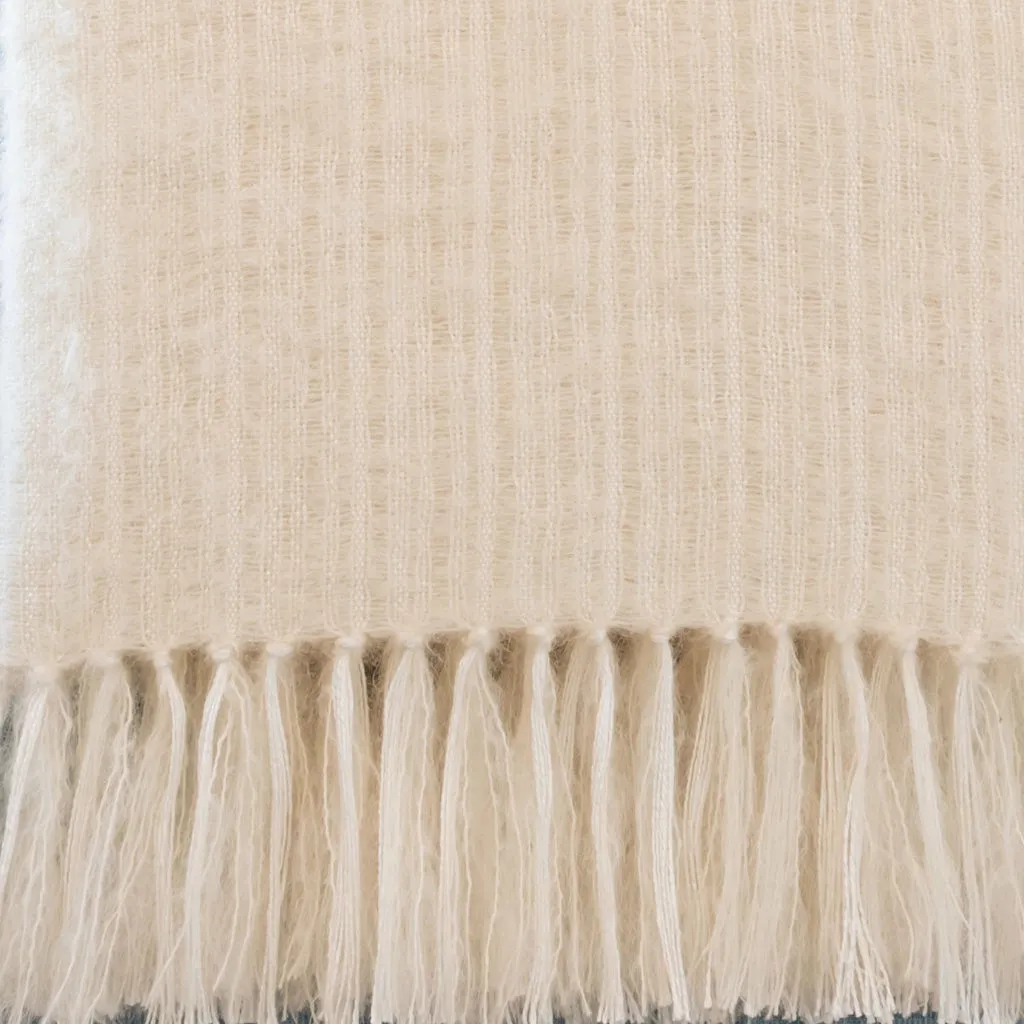 Ivory Handwoven Mohair & Silk Throw