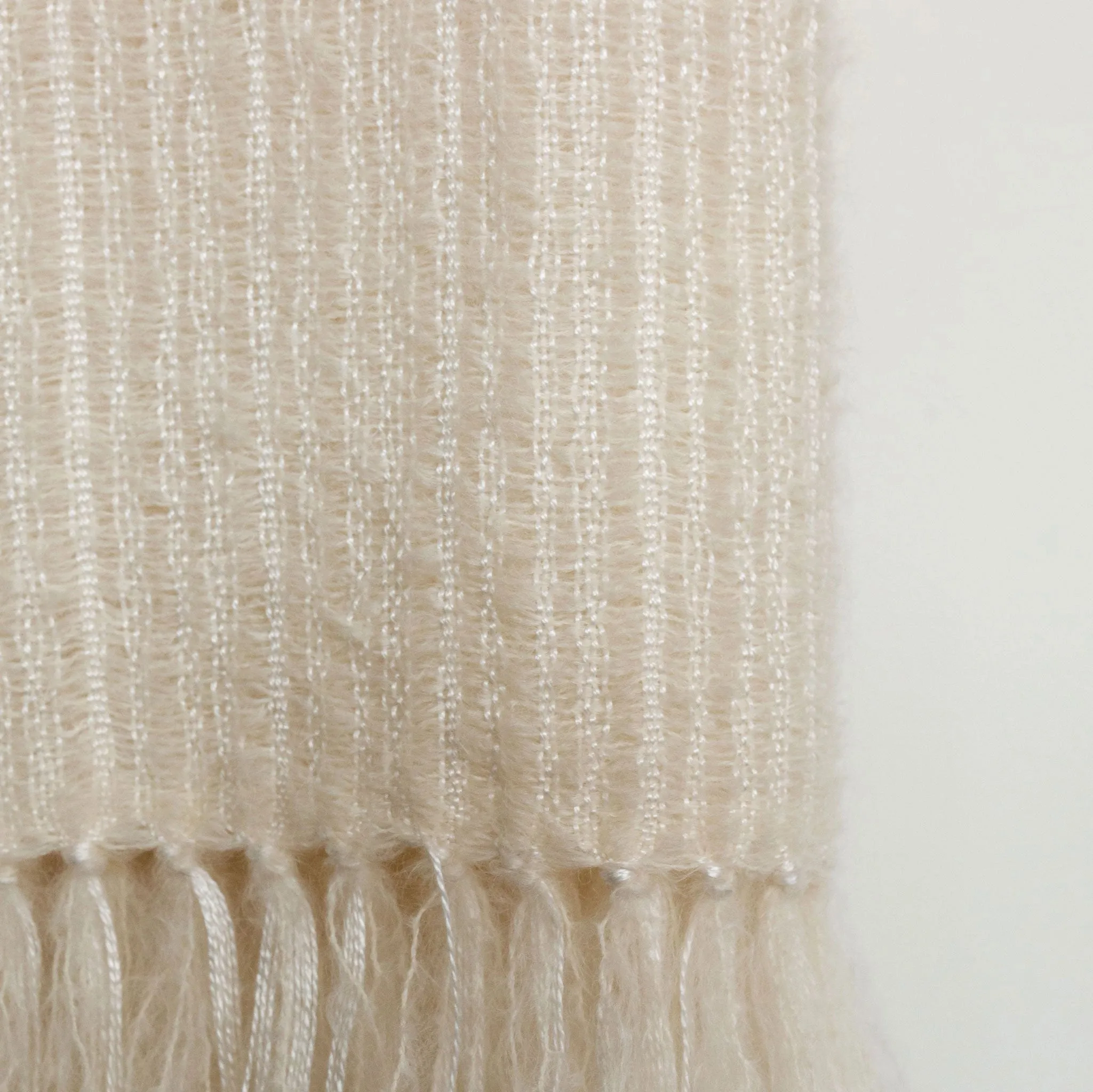 Ivory Handwoven Mohair & Silk Throw