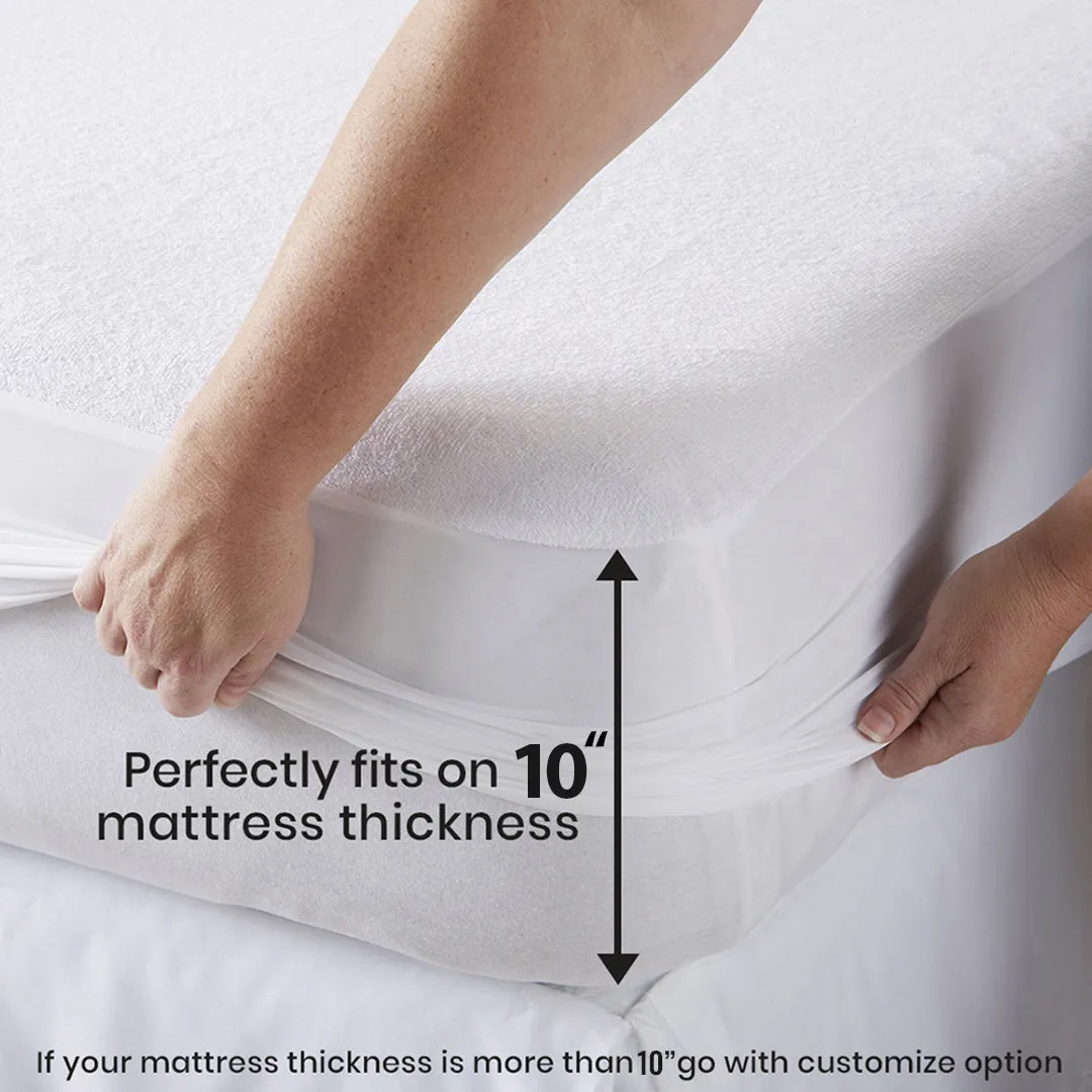 Jointless Recommended Premium & Export Quality Terry Cotton 100% Waterproof Fitted Style Mattress Protector- Brown Color