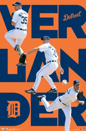 Justin Verlander "Triple-Action" Detroit Tigers Poster - Costacos 2012