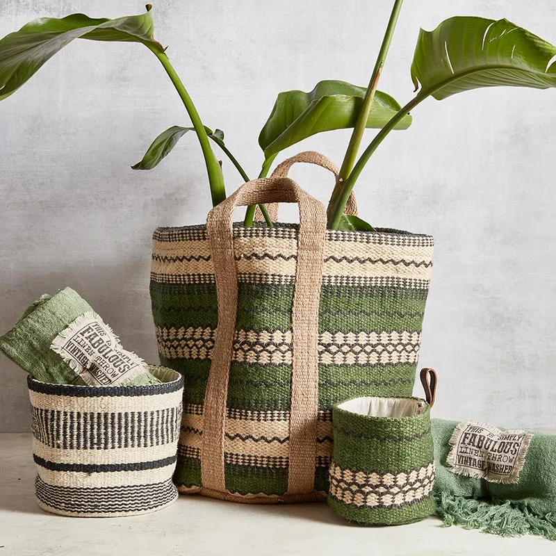 JUTE BAG - IVORY WITH BLACK