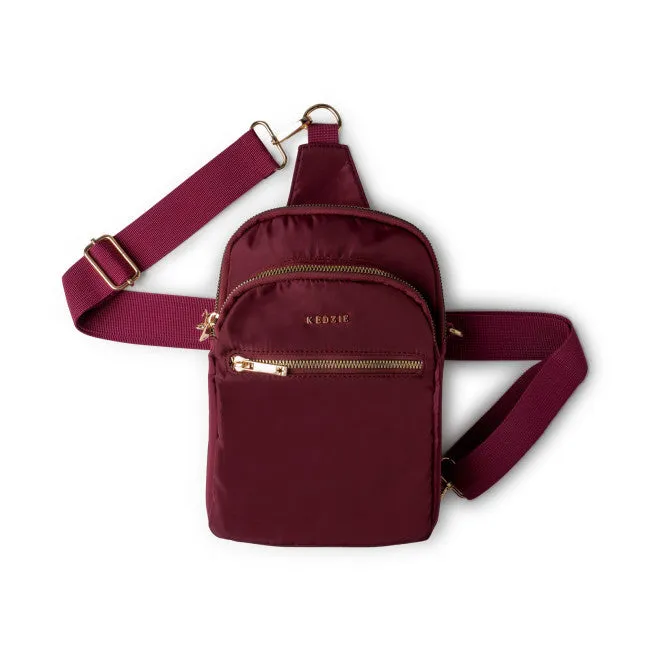 Kedzie Convertible Sling Bag in Burgundy