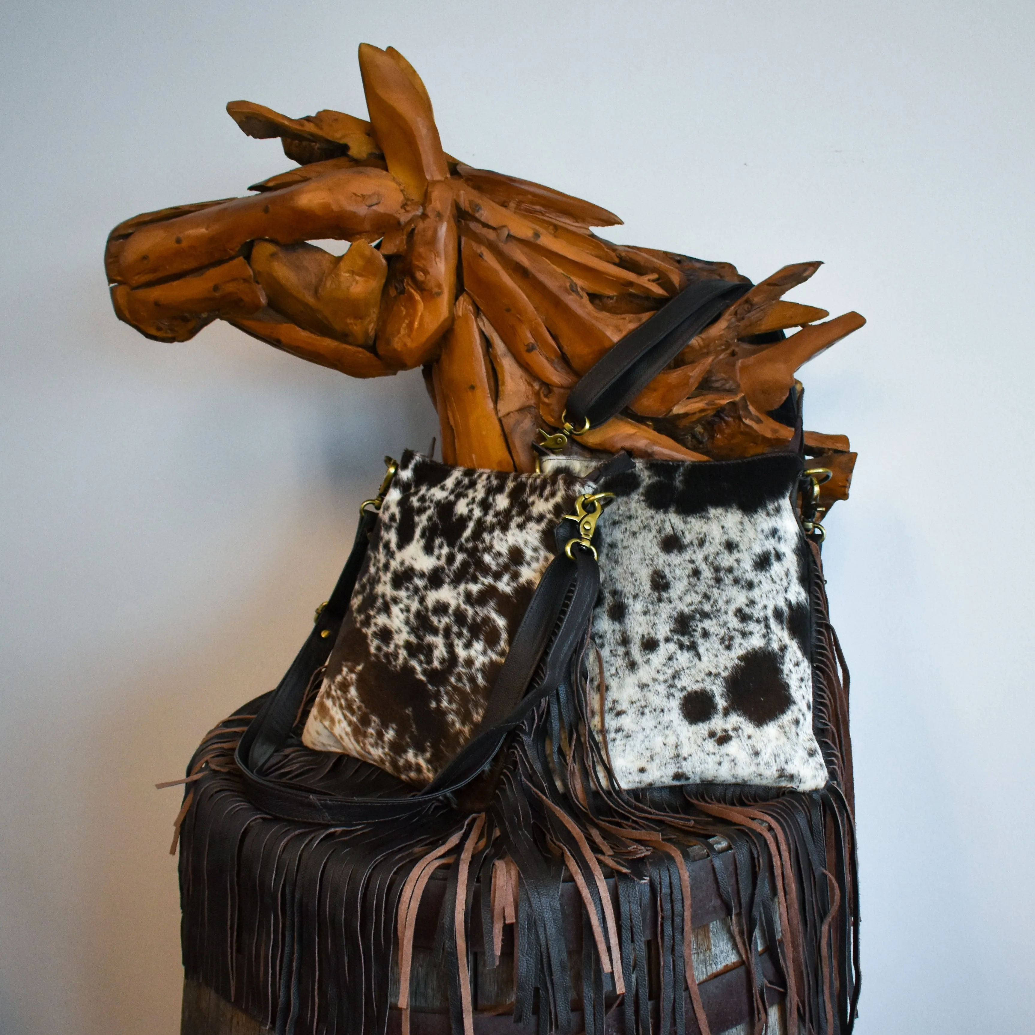 Klassy Cowgirl Hair On Fringe Crossbody Bag 77023