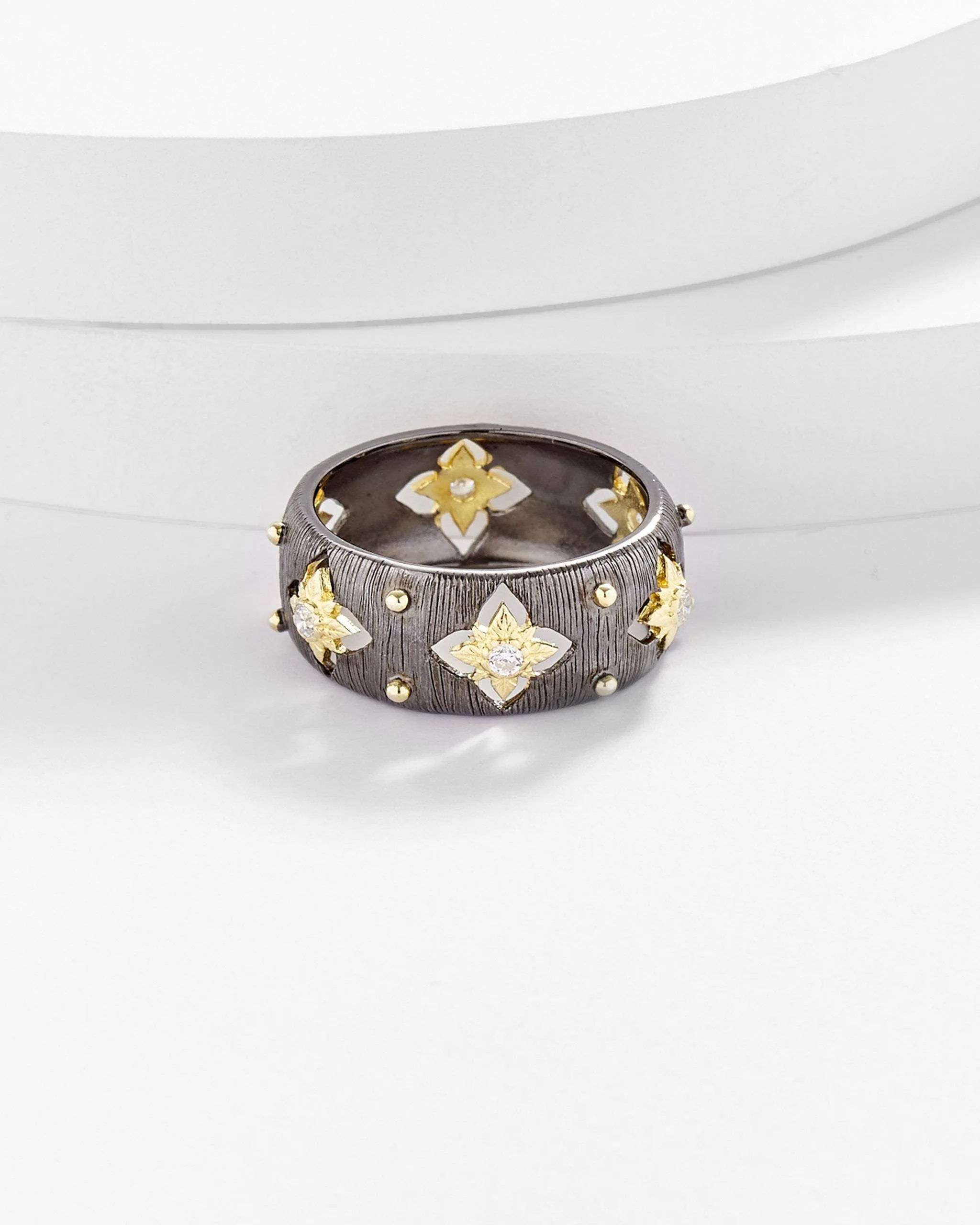 Kosa Jewels Belle Antique Brushed Gold Cut out Band Ring