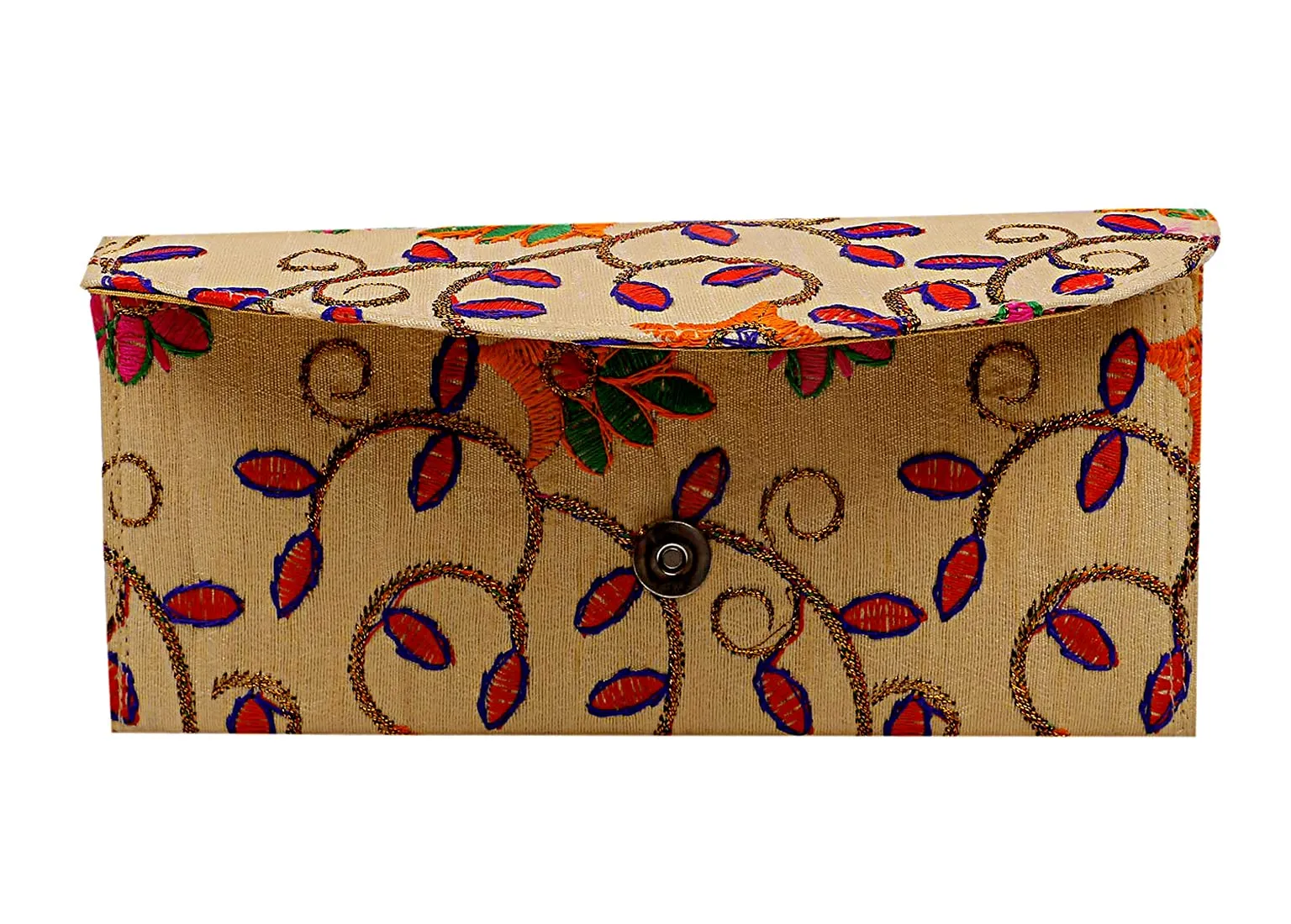 Kuber Industries Embroidery Gift Envelope with Metallic Magnetic Button Closure Shagun Cash Envelopes, Birthdays, Anniversary, Baby Shower-Pack of 8 (Cream)