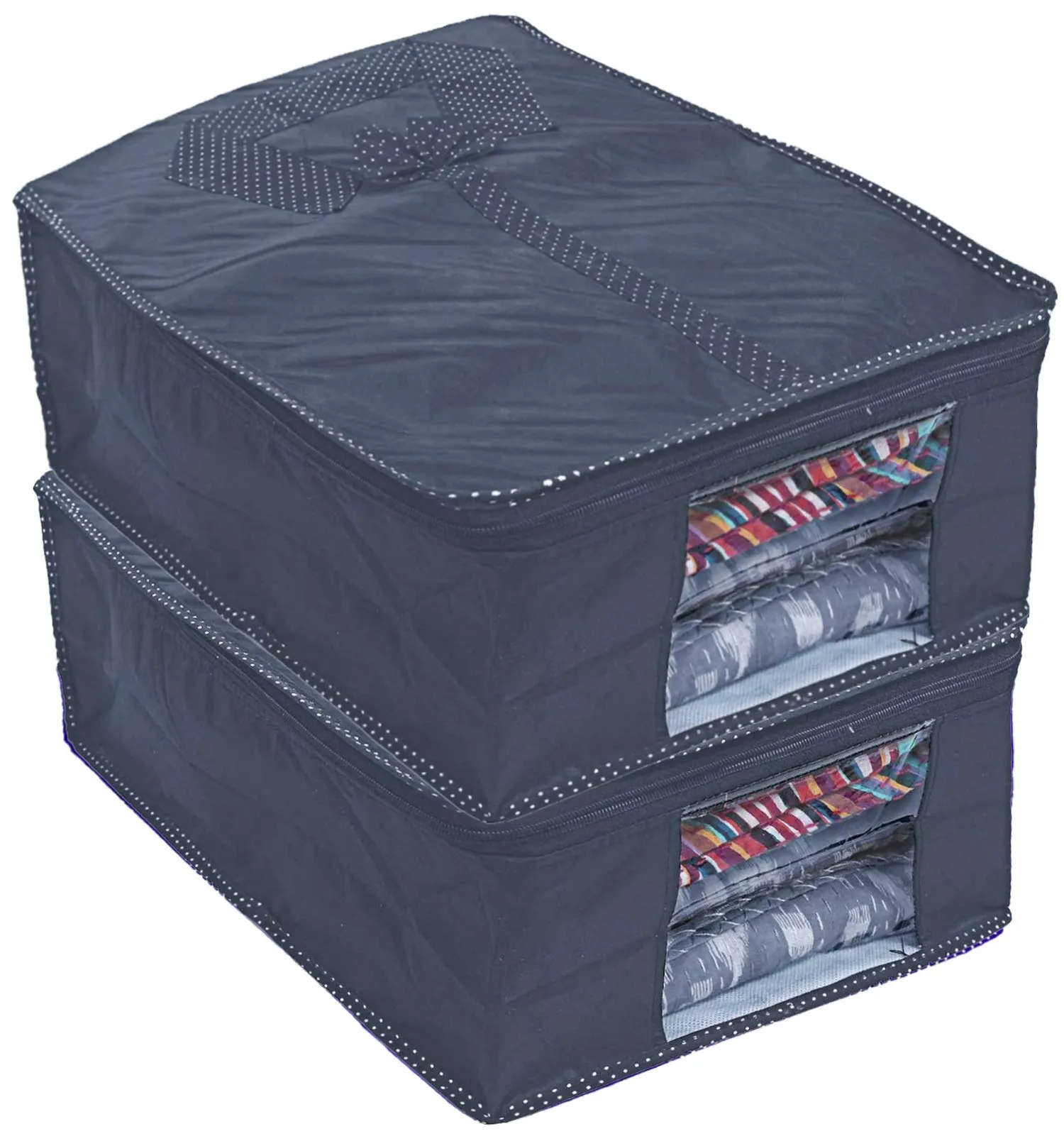 Kuber Industries Shirts and Clothing Organizer With Clear Window-Pack of 2 (Grey), HS_36_KUBMART019169