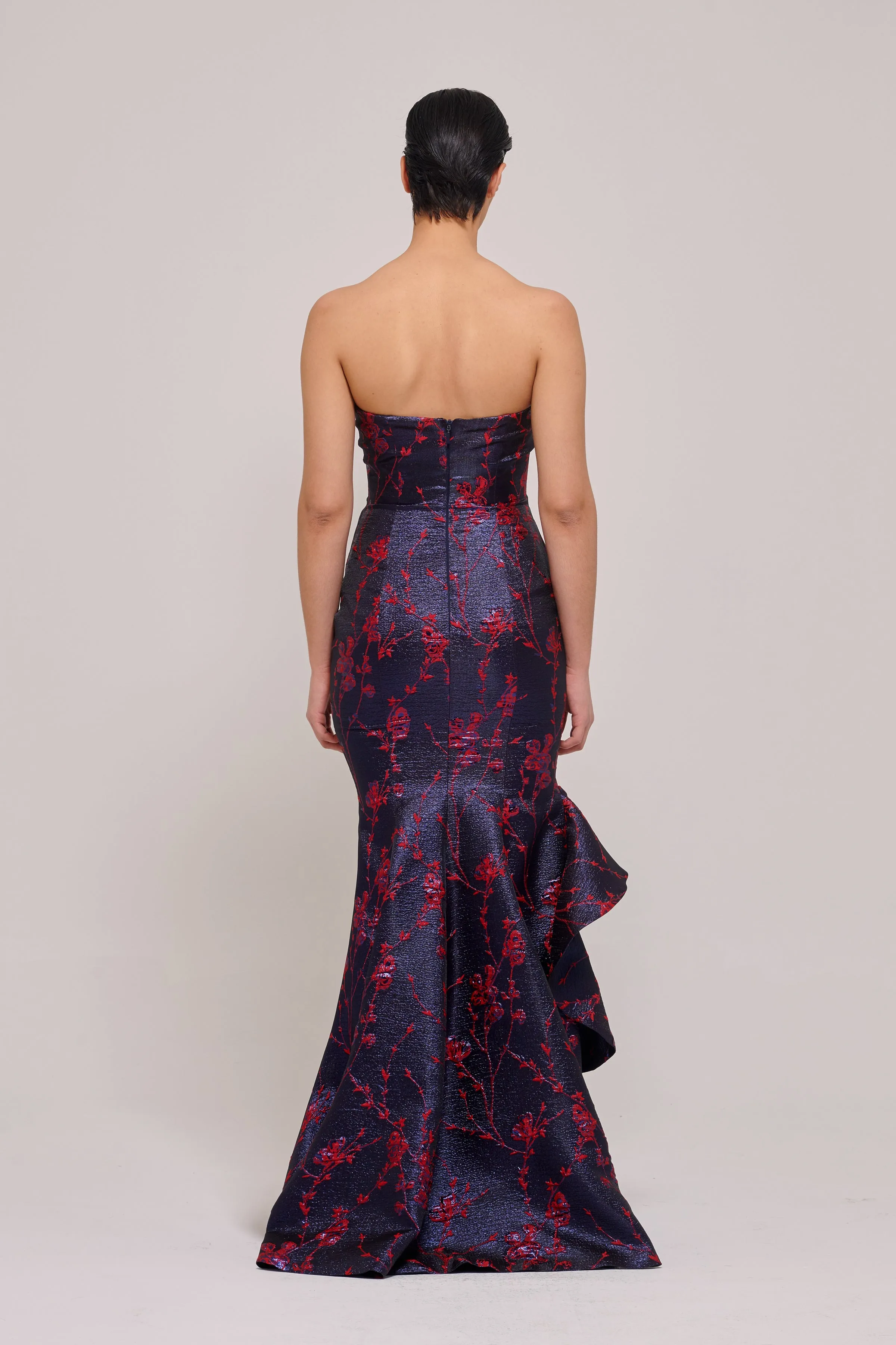 Layered Peplum Details Long Mermaid Gown