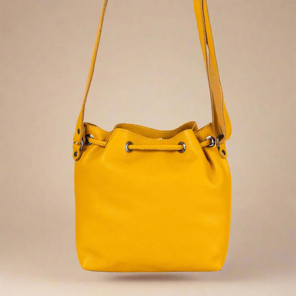 Leather Bucket Bag - Alley Mustard