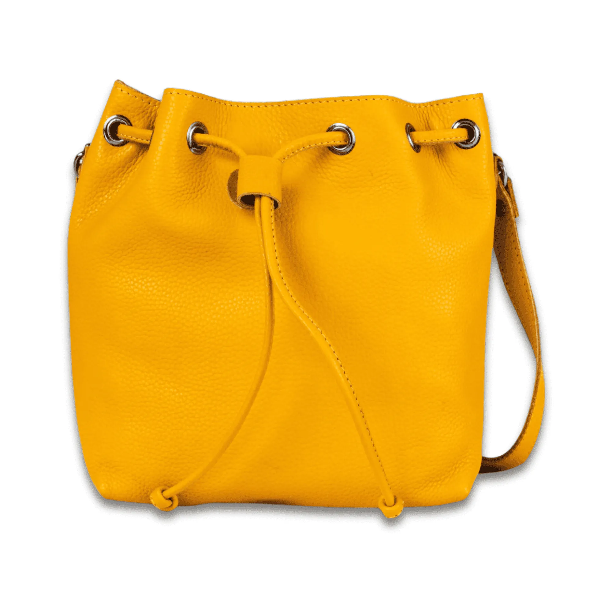 Leather Bucket Bag - Alley Mustard