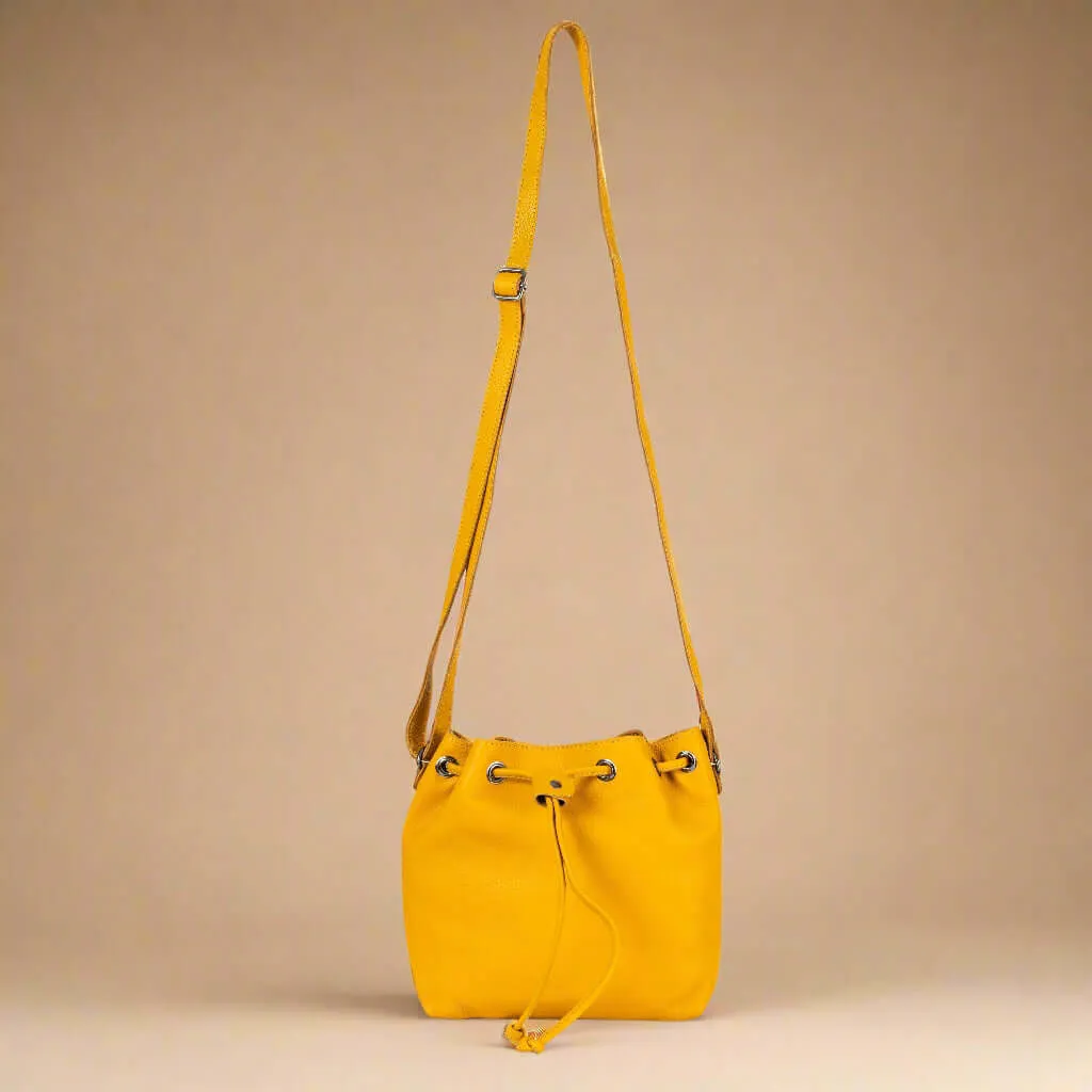 Leather Bucket Bag - Alley Mustard