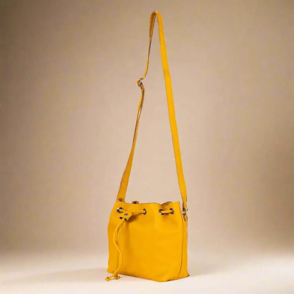 Leather Bucket Bag - Alley Mustard