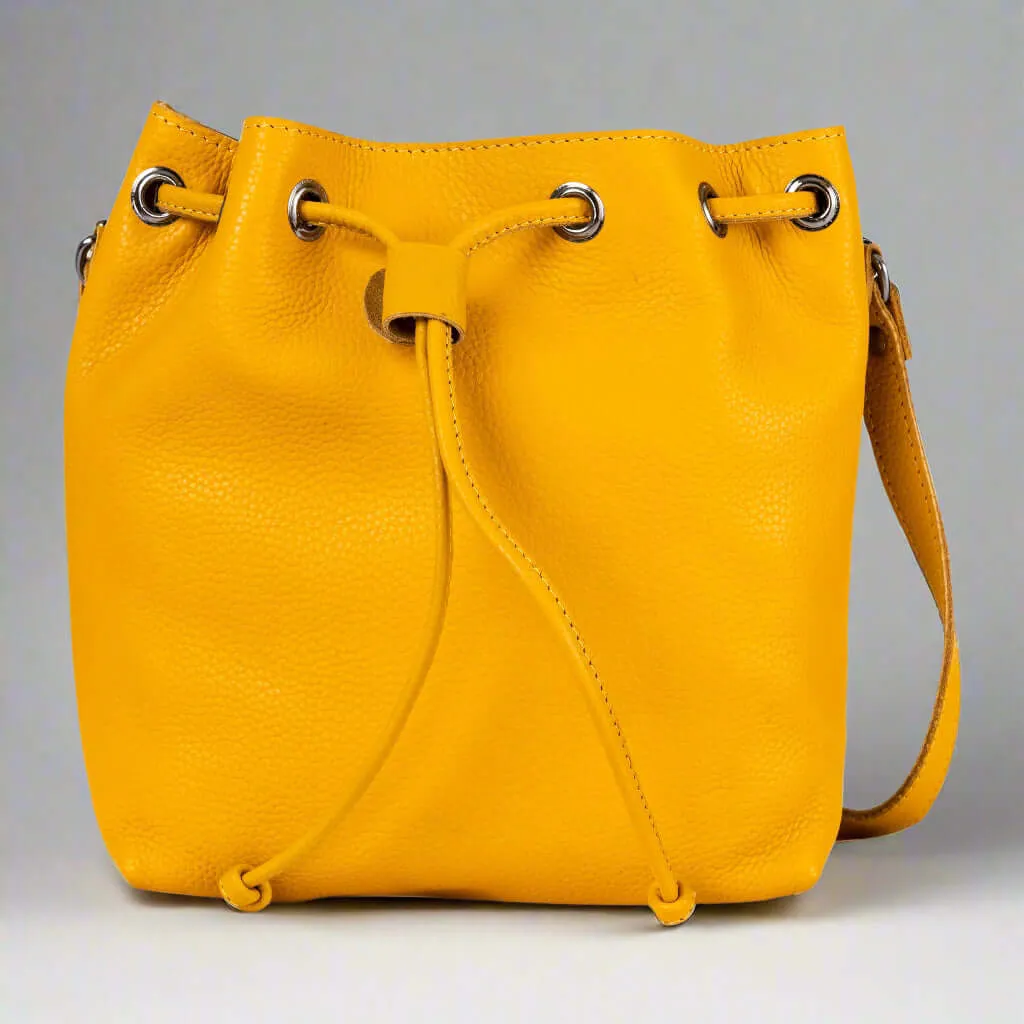 Leather Bucket Bag - Alley Mustard