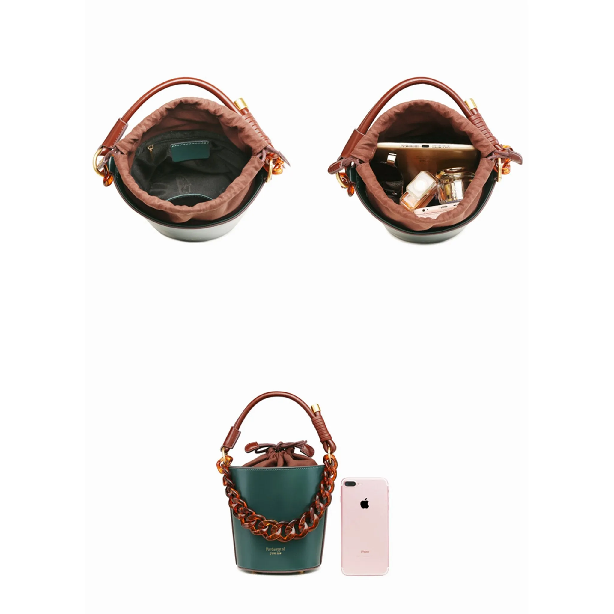 Leather Bucket Bag Crossbody Bag