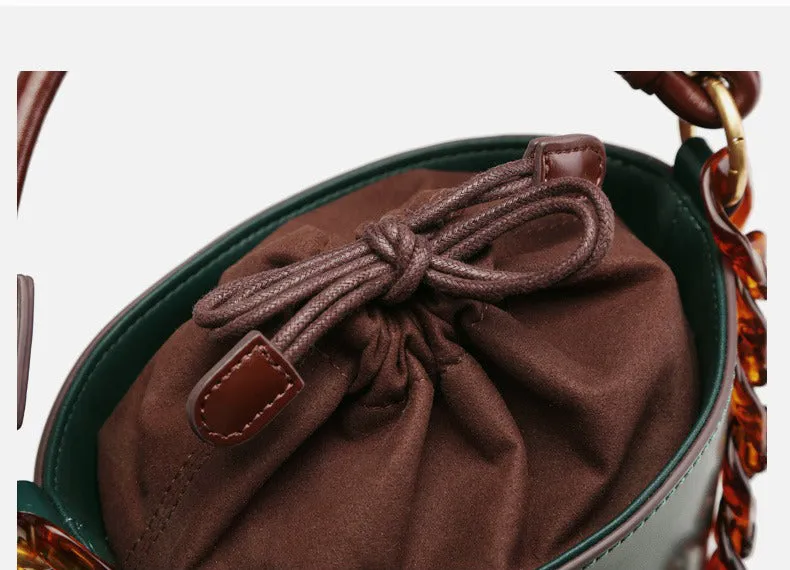 Leather Bucket Bag Crossbody Bag