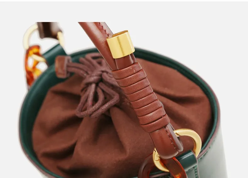 Leather Bucket Bag Crossbody Bag