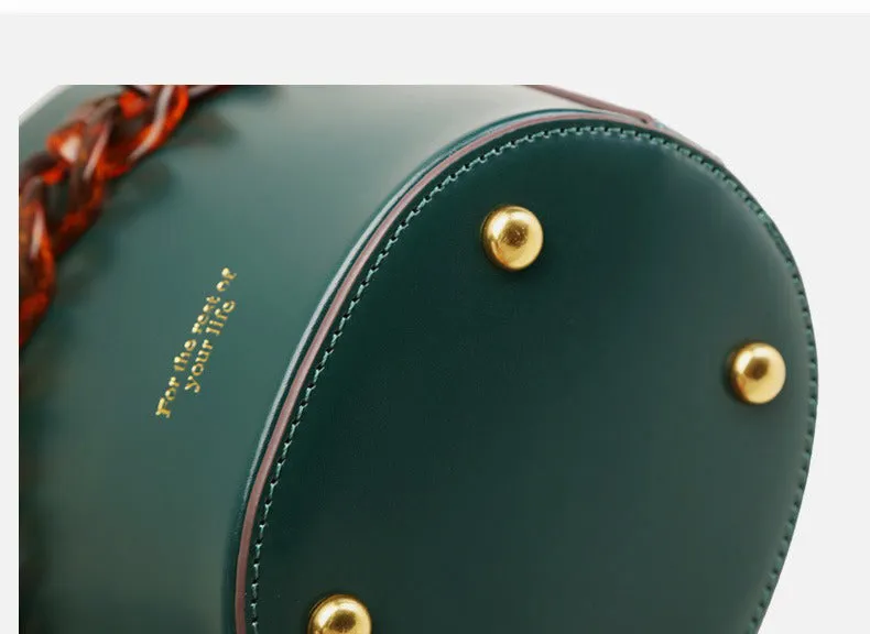 Leather Bucket Bag Crossbody Bag