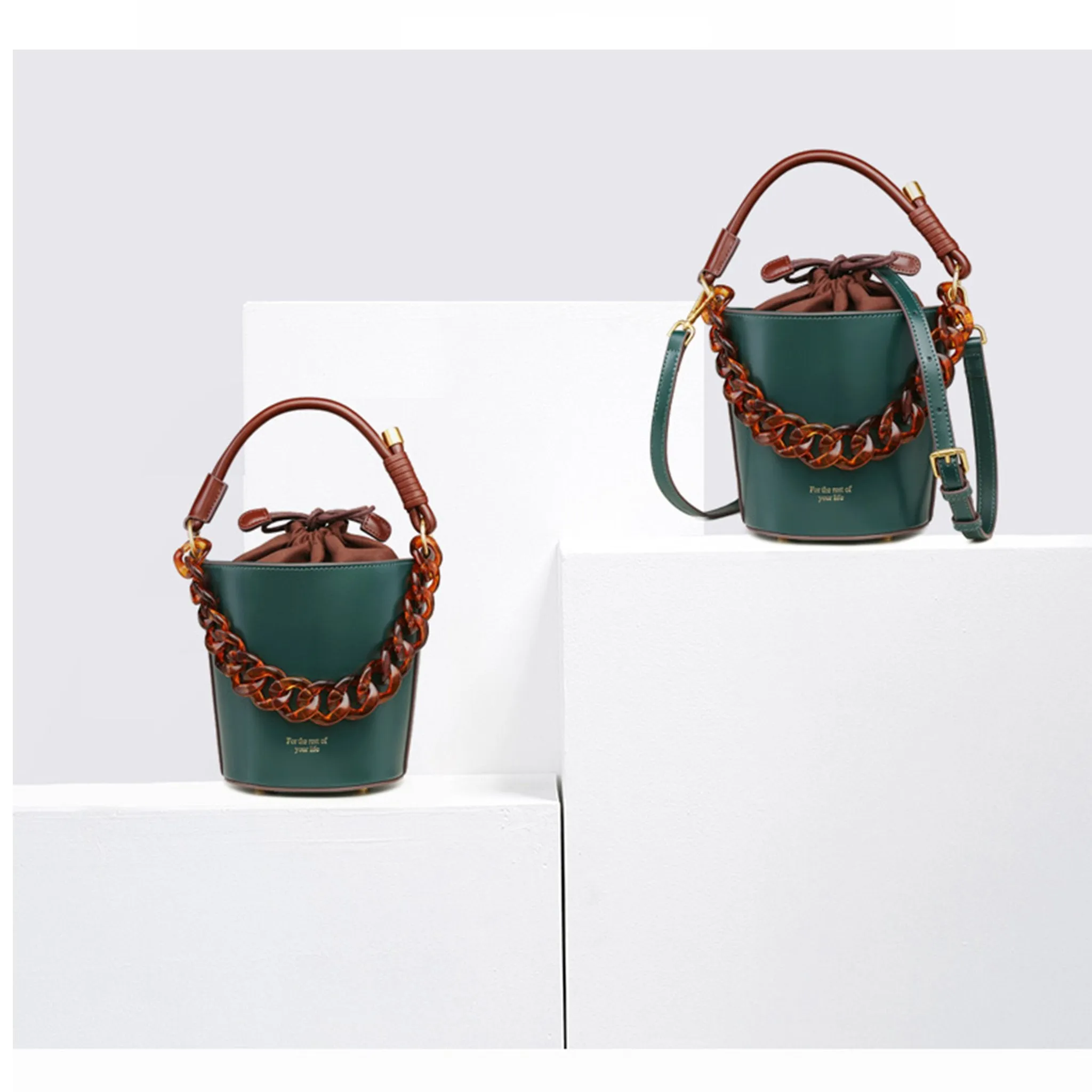 Leather Bucket Bag Crossbody Bag