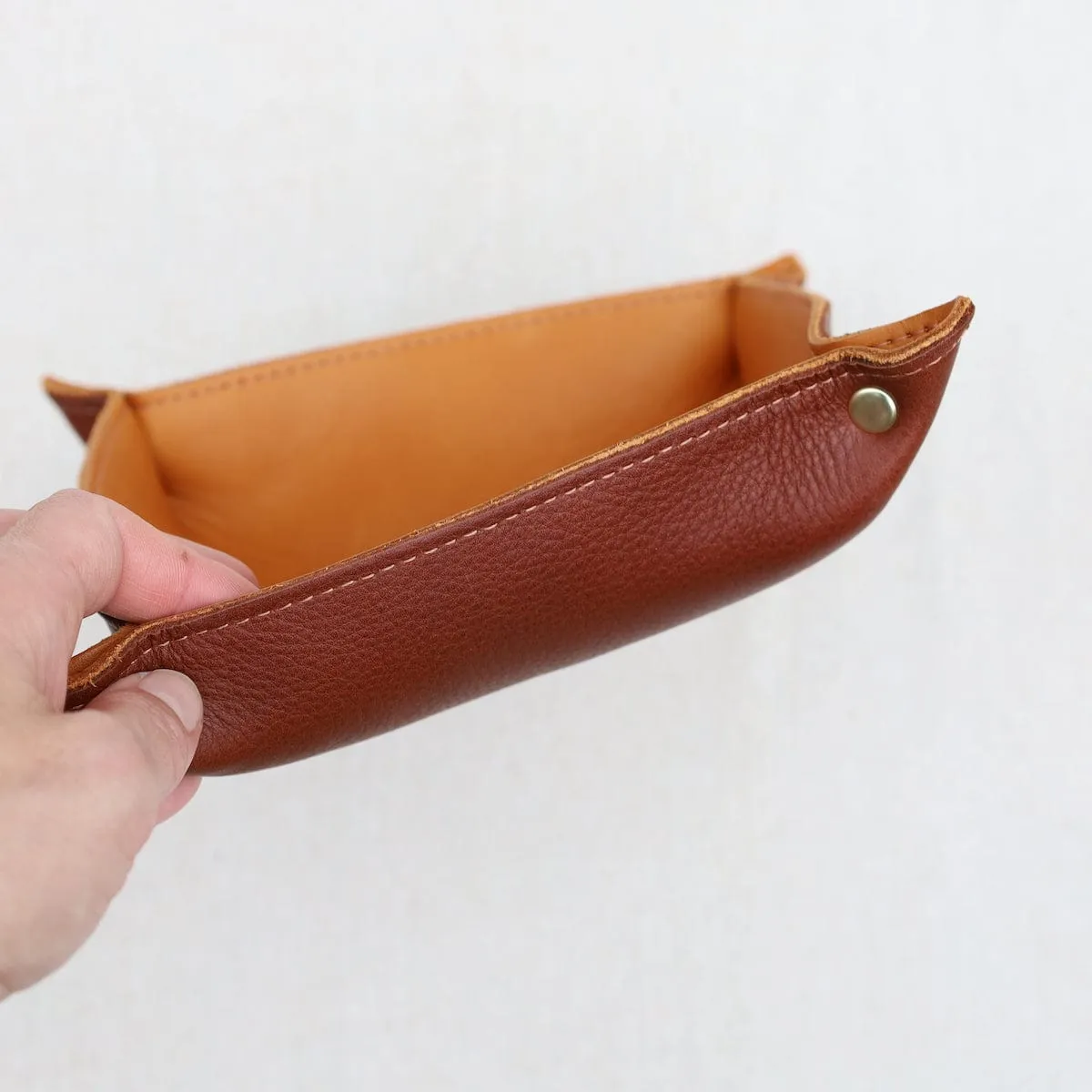 Leather Valet Tray in Rust & Sienna