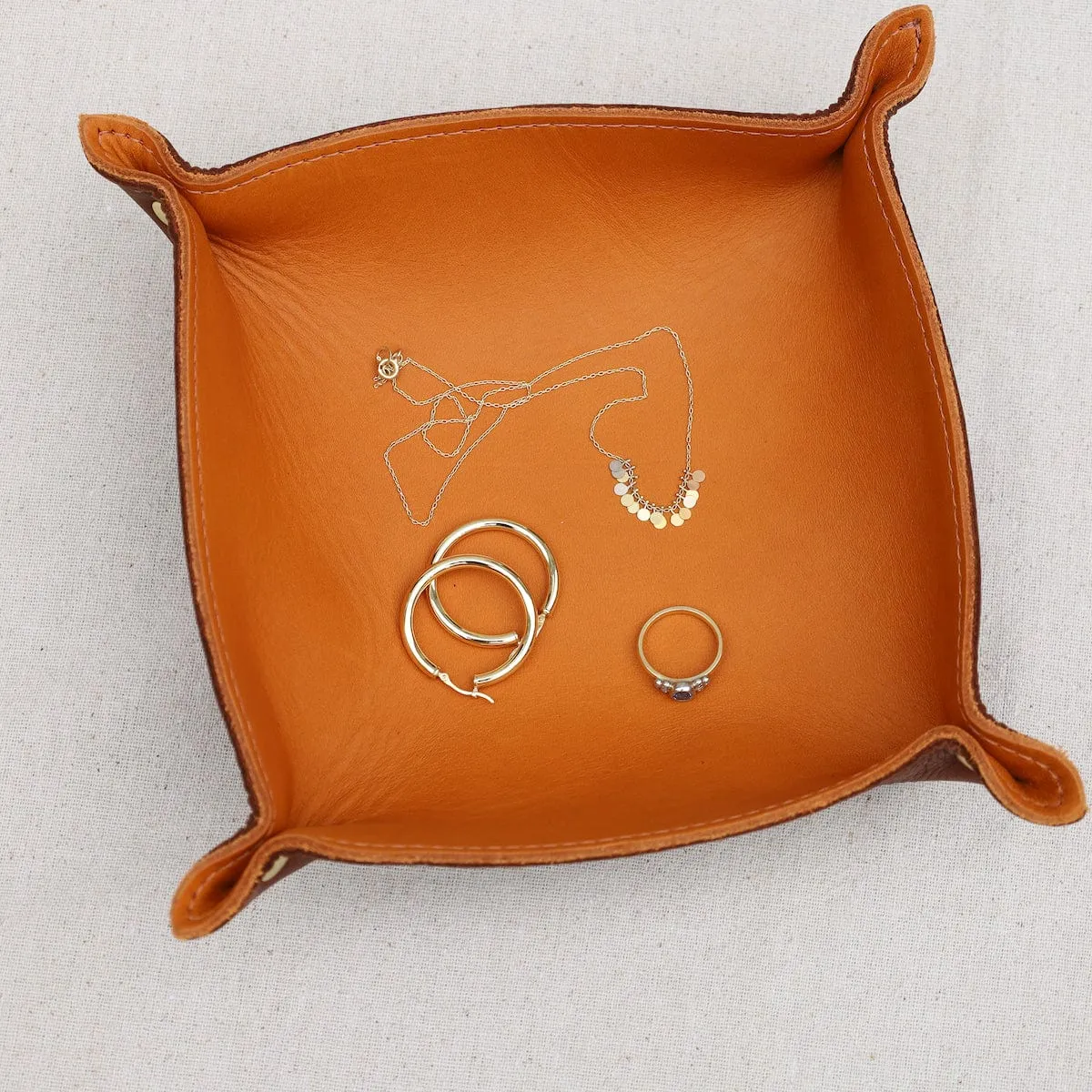 Leather Valet Tray in Rust & Sienna