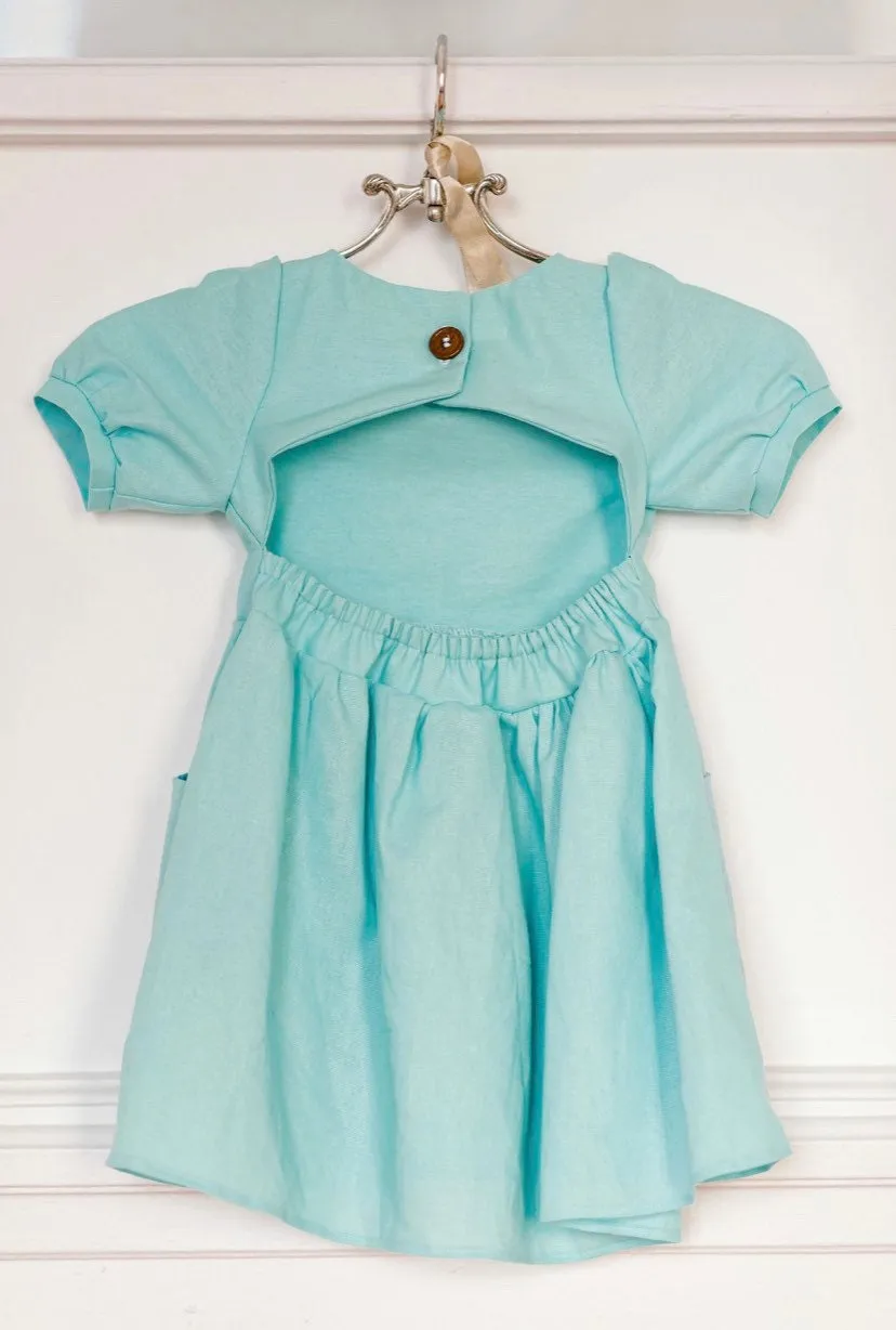 Linen Girl's Summer Dress. Made in Canada by Oakley Rae Handmade