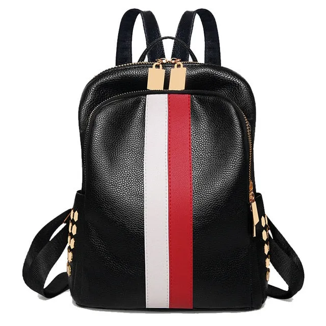 Luxury Famous Women Leather Backpack, Tricolor