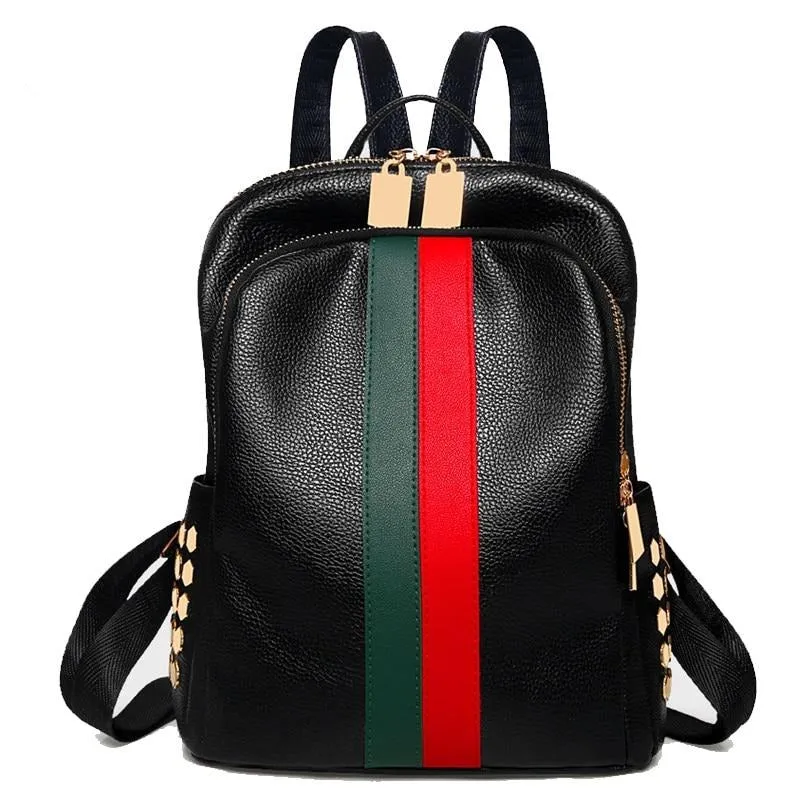 Luxury Famous Women Leather Backpack, Tricolor