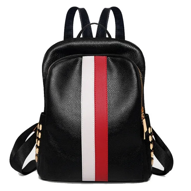 Luxury Famous Women Leather Backpack, Tricolor