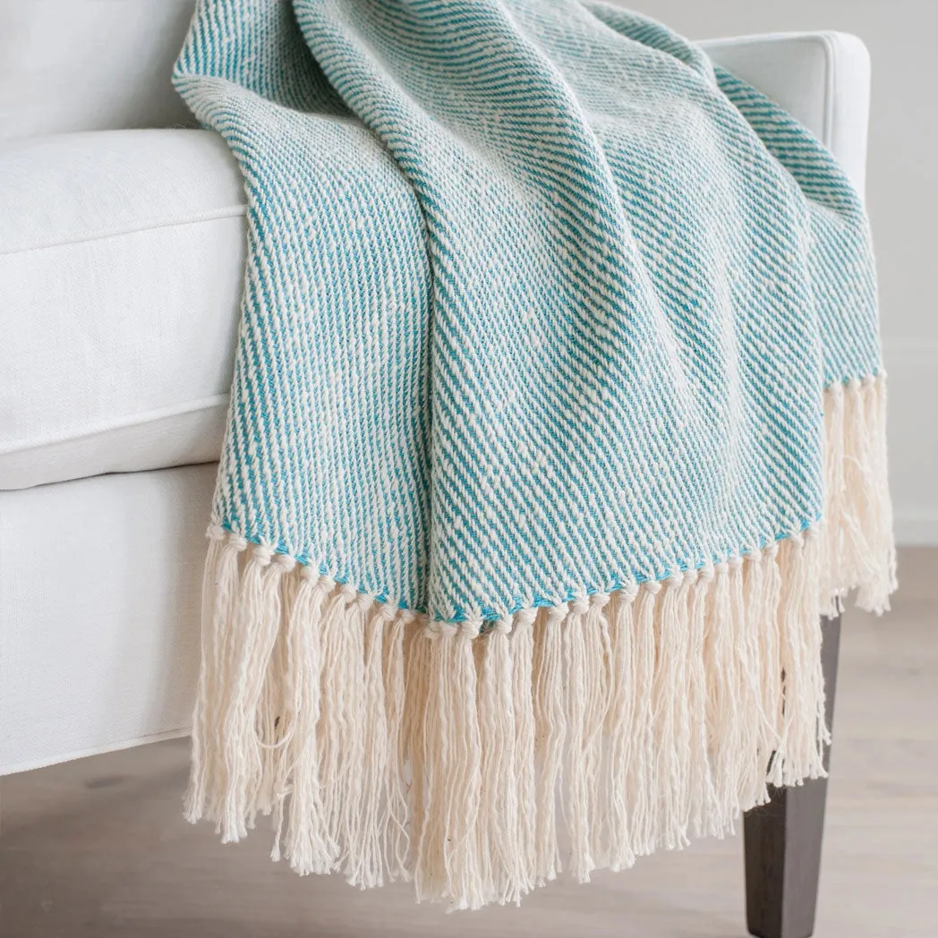 Mermaid Turquoise Handwoven Cotton Throw