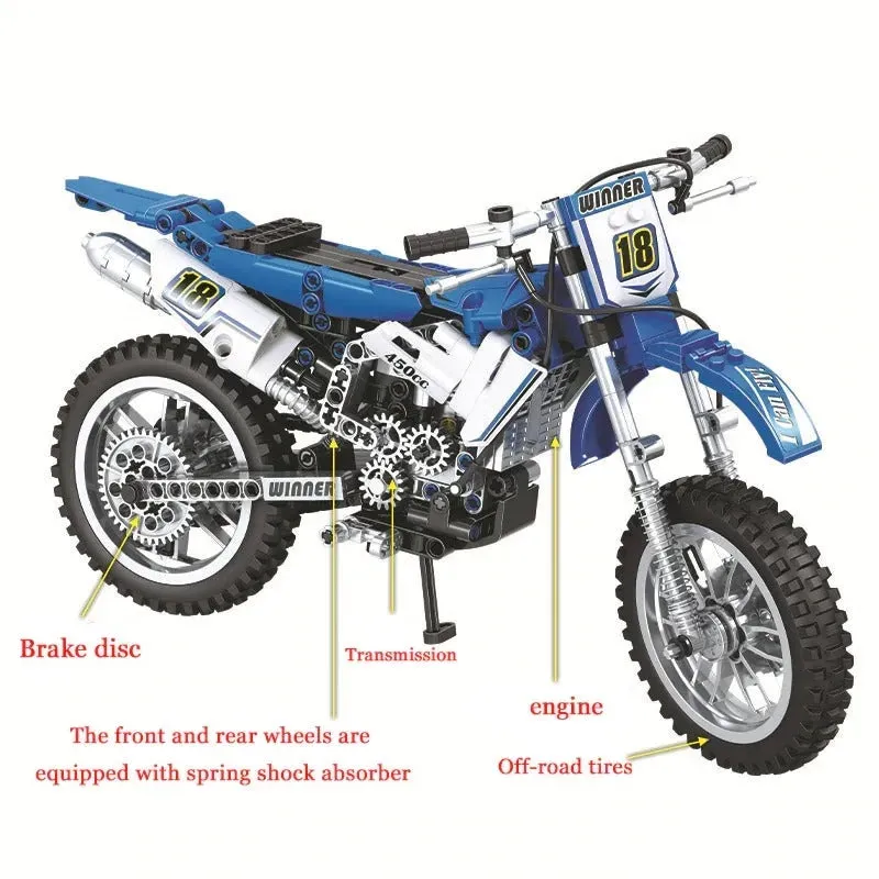 MOC Creator City Moto Cross Motorcycle Bricks Toys