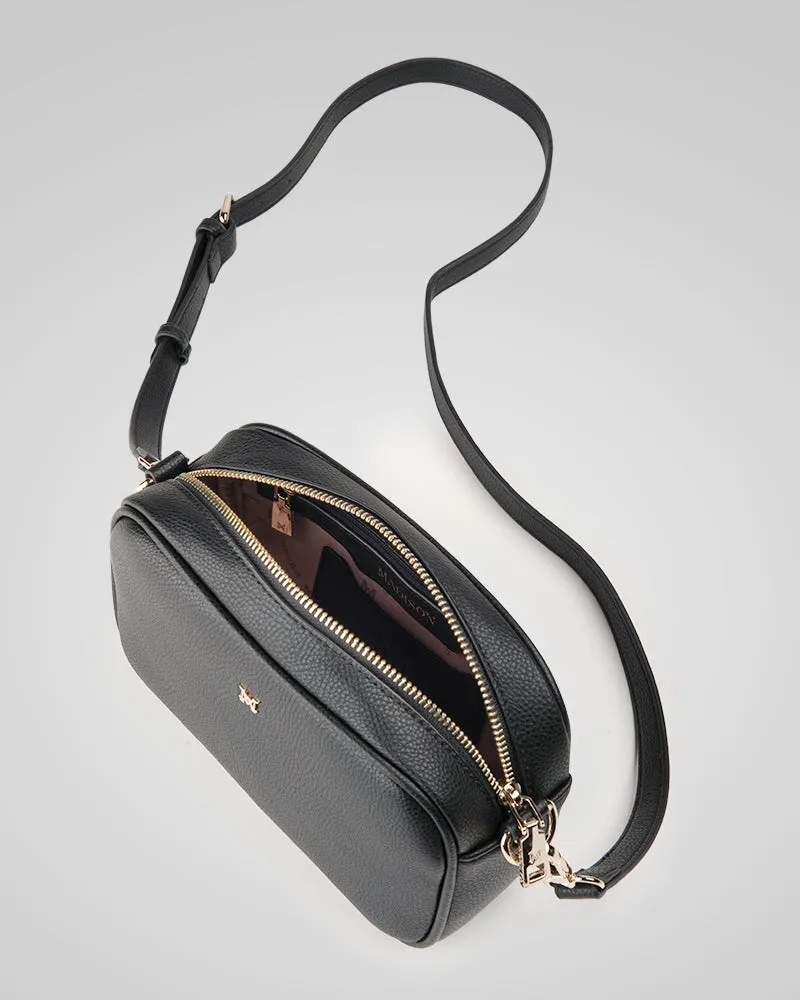 Monica Camera Crossbody Bag   Metallic Stripe Bag Strap