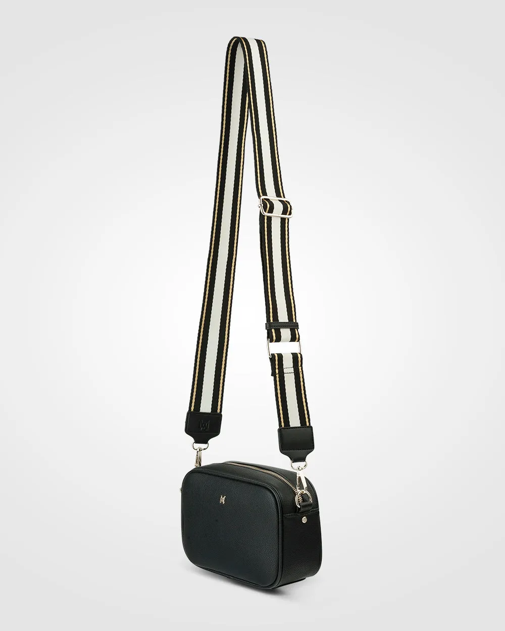 Monica Camera Crossbody Bag   Metallic Stripe Bag Strap
