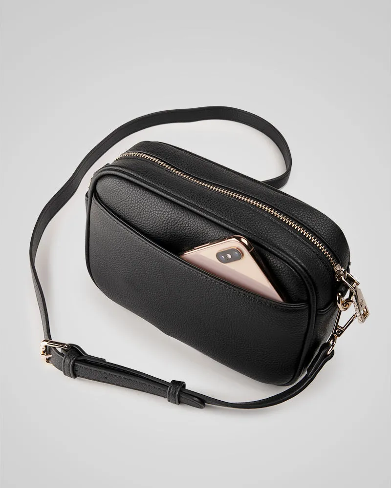 Monica Camera Crossbody Bag   Metallic Stripe Bag Strap