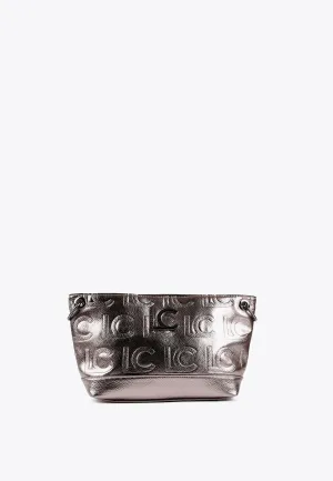 Monogrammed metallic crossbody bag