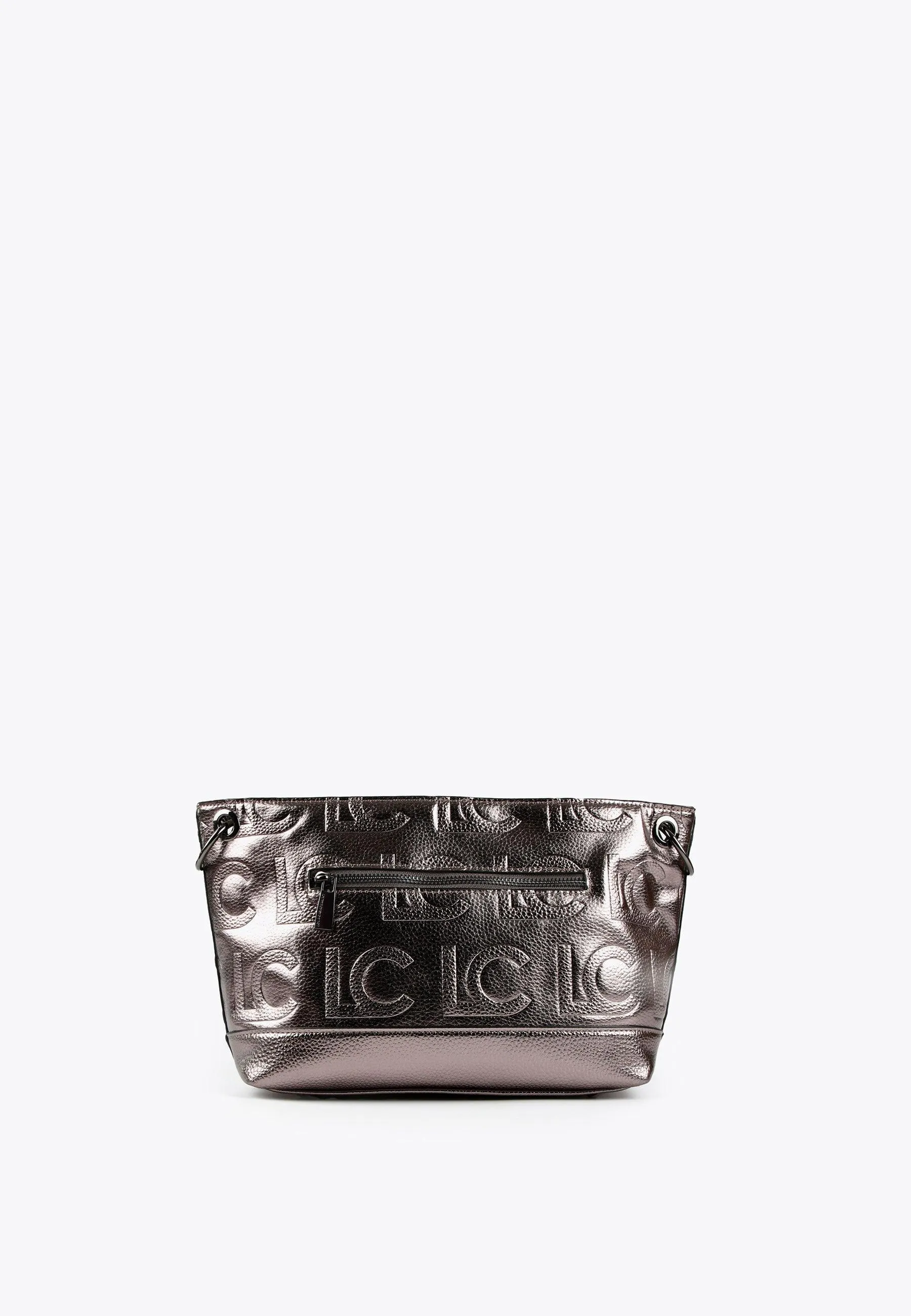Monogrammed metallic crossbody bag