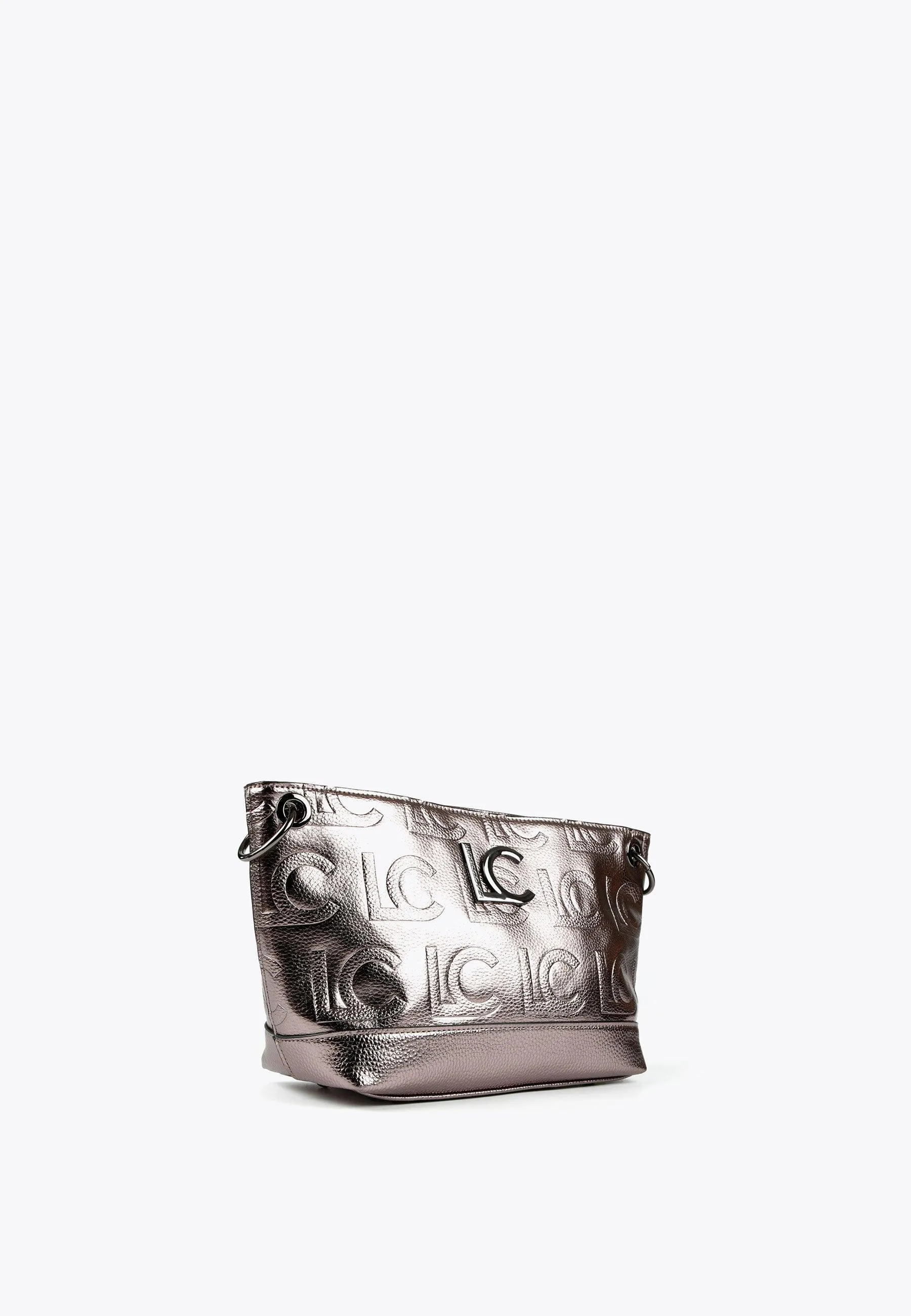 Monogrammed metallic crossbody bag