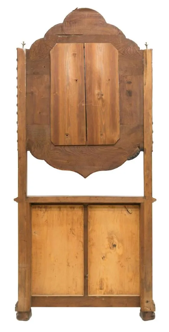 MONUMENTAL FRENCH EMBOSSED LEATHER CARVED HALLTREE, 19th century ( 1800s )