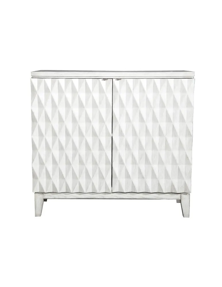 Moody Accent Cabinet with Carved Door Antique White
