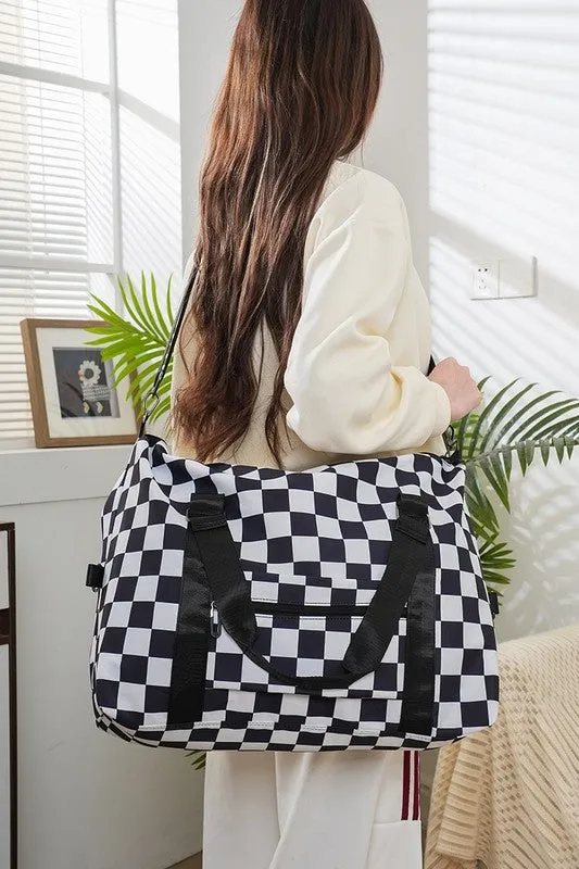 MQTIME  -  Checkered Multi-Pocket Travel Bag