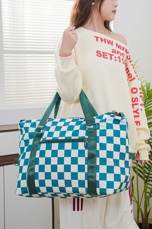 MQTIME  -  Checkered Multi-Pocket Travel Bag